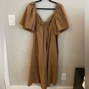 abercrombie angel sleeve twist-front midi dress